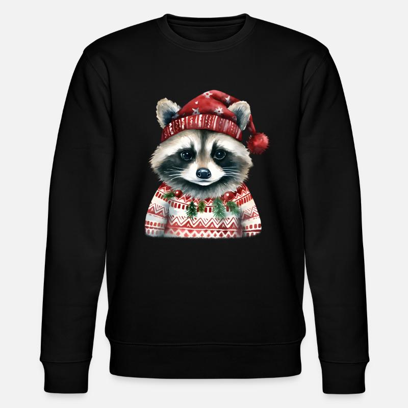 Herr Waschbär im Norweger-Pulli - Stanley/Stella Unisex Bio-Sweatshirt CHANGER - Schwarz
