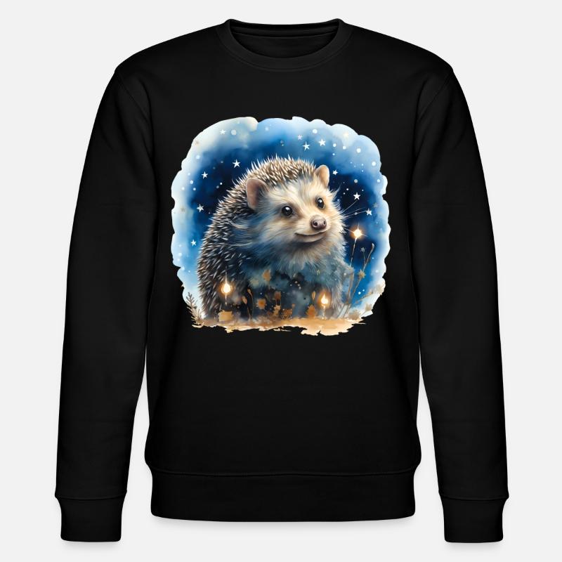 Hérisson aquarelle avec ciel étoilé - Sweat bio CHANGER Stanley/Stella Unisexe - noir