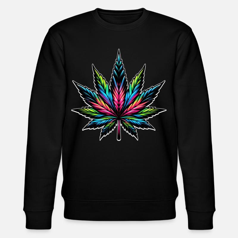 Cannabis Neon psychedelisches Design - Stanley/Stella Unisex Bio-Sweatshirt CHANGER  - Schwarz