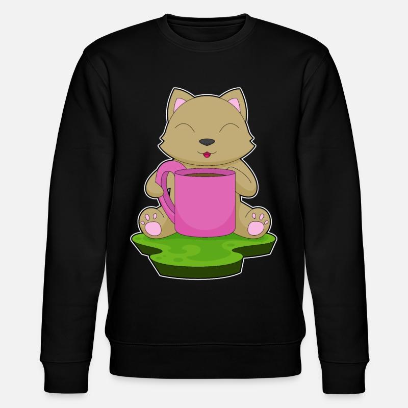 Katze Kaffee Becher - Stanley/Stella Unisex Bio-Sweatshirt CHANGER  - Schwarz