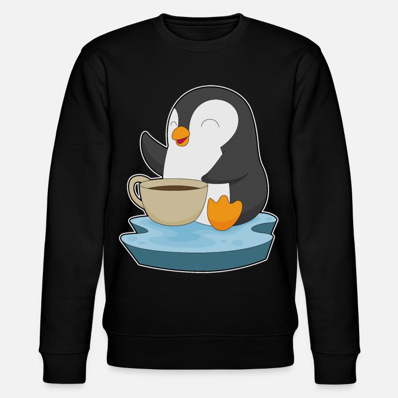 Pinguin Kaffee Tasse - Stanley/Stella Unisex Bio-Sweatshirt CHANGER  - Schwarz