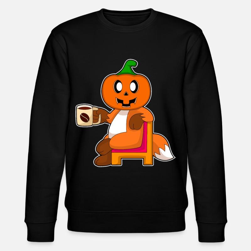 Fuchs Halloween Kürbis Kaffee - Stanley/Stella Unisex Bio-Sweatshirt CHANGER  - Schwarz