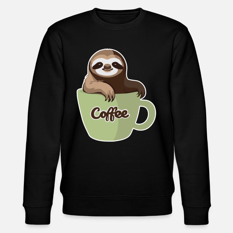 Sloth in a coffee cup - Stanley/Stella CHANGER Unisex Organic Sweatshirt - black