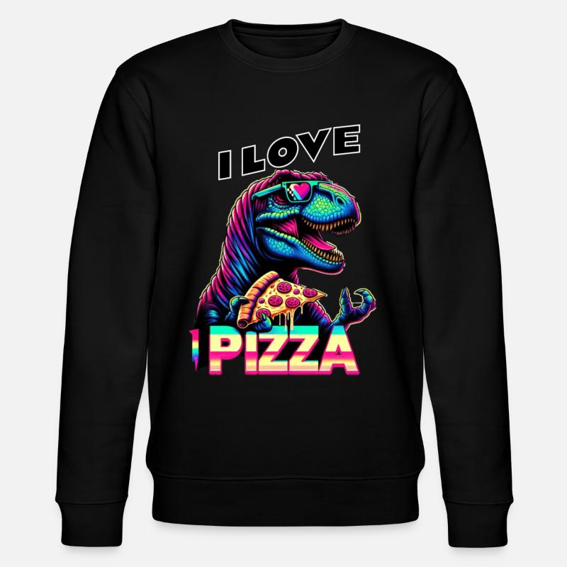 Dinosaur Pizza Retro - Stanley/Stella CHANGER Unisex Organic Sweatshirt - black