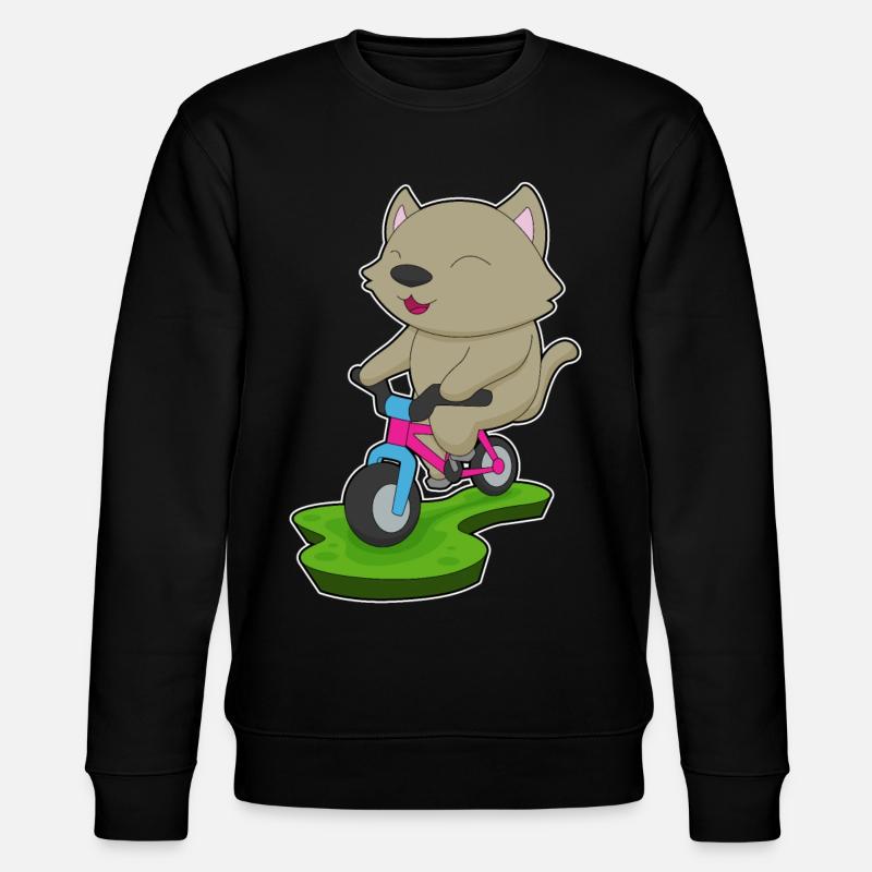 Katze Fahrrad - Stanley/Stella Unisex Bio-Sweatshirt CHANGER  - Schwarz