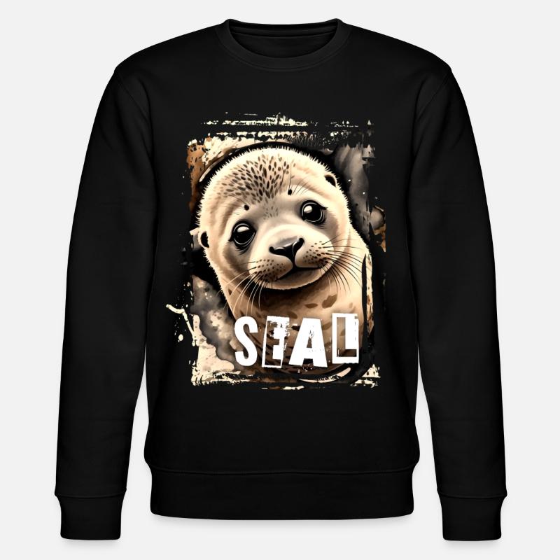 Seal - Robben-Baby - Stanley/Stella Unisex Bio-Sweatshirt CHANGER  - Schwarz