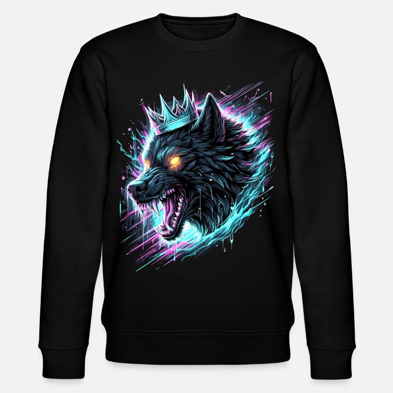 Royal Wolf Synthwave - Stanley/Stella CHANGER Unisex Organic Sweatshirt - black