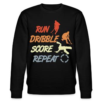 Motivierendes Feldhockey Zitat - Stanley/Stella Unisex Bio-Sweatshirt CHANGER  - Schwarz - Vorne - Nik (191cm) & Marisol (170cm)
