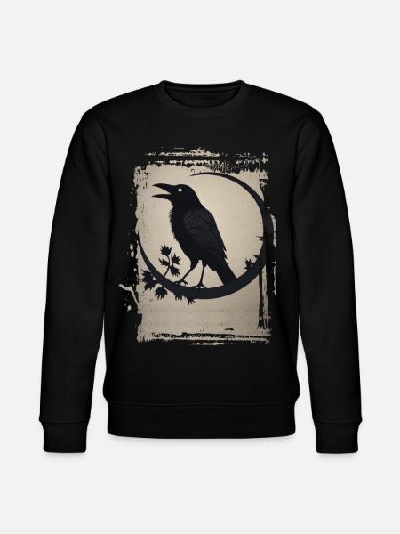 Raven sitting on branch - Stanley/Stella CHANGER Unisex Organic Sweatshirt - black
