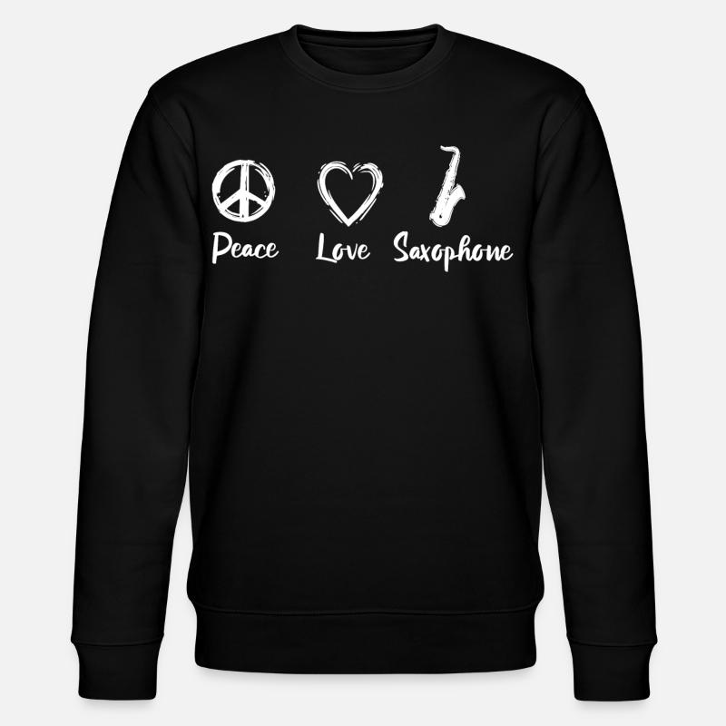 Peace Love Saxophone - Stanley/Stella Unisex Bio-Sweatshirt CHANGER - Schwarz
