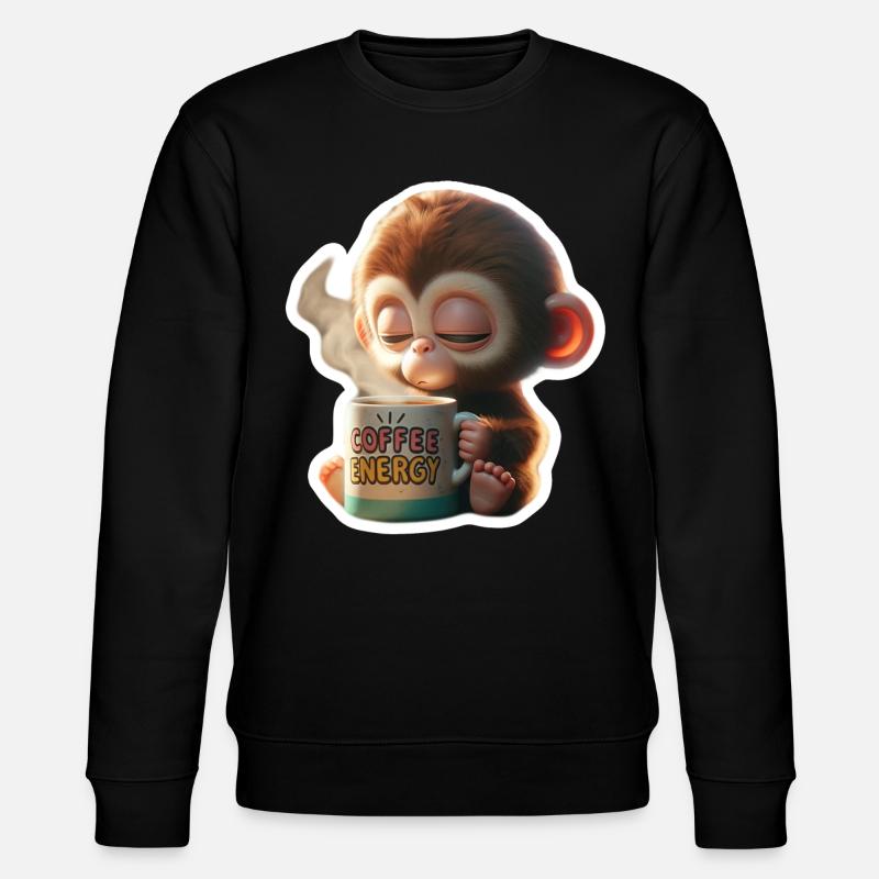 Kaffee Energie Affe Illustration - Stanley/Stella Unisex Bio-Sweatshirt CHANGER  - Schwarz