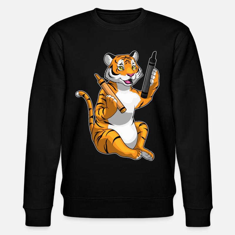 Tiger Schüler Wachsmalstifte Schule - Stanley/Stella Unisex Bio-Sweatshirt CHANGER - Schwarz