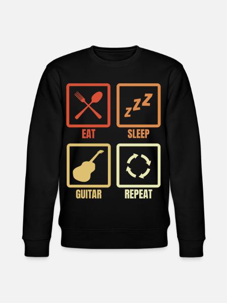 Eat Sleep Guitar Repeat - Stanley/Stella CHANGER Unisex Organic Sweatshirt - black