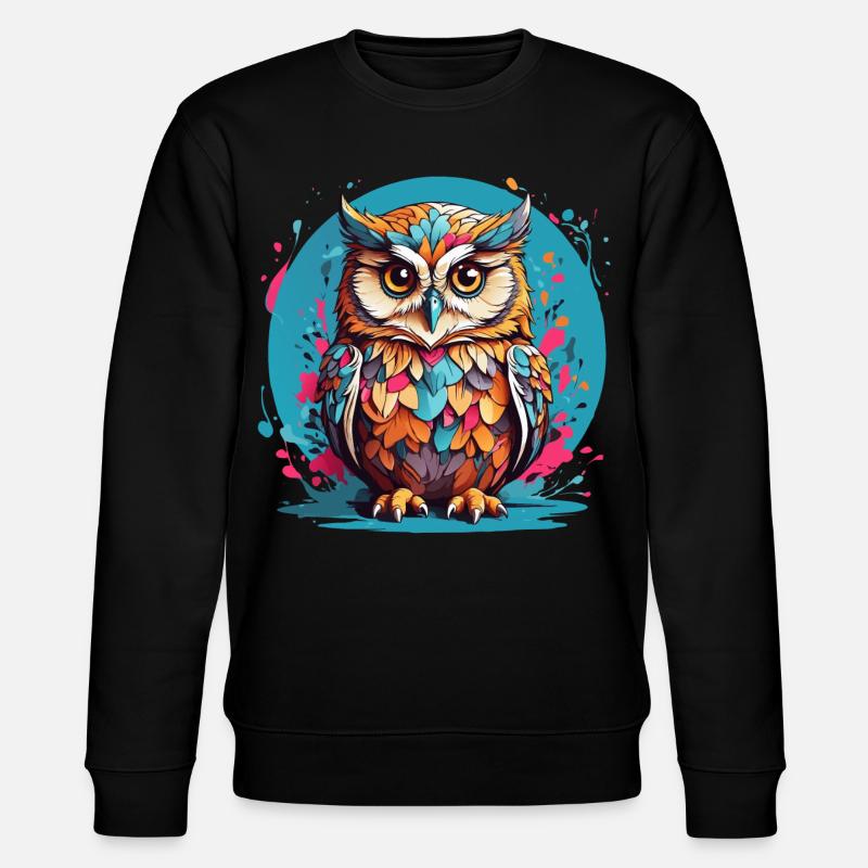 Liebenswerte Eule auf Farbklecksen - Stanley/Stella Unisex Bio-Sweatshirt CHANGER  - Schwarz