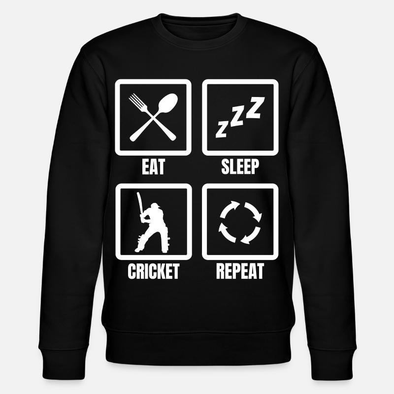 Eat Sleep Cricket Repeat - Stanley/Stella Unisex Bio-Sweatshirt CHANGER  - Schwarz