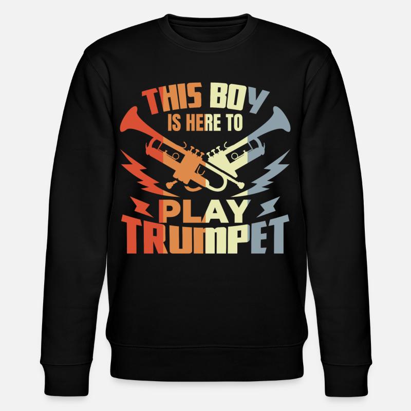 Junge der Trompete spielt - Stanley/Stella Unisex Bio-Sweatshirt CHANGER  - Schwarz