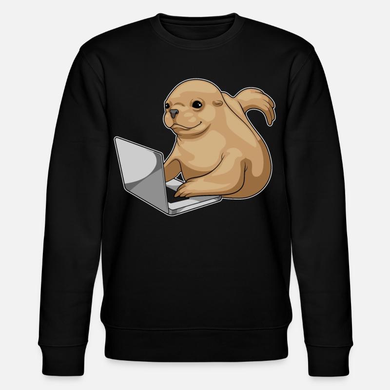 Seehund Laptop - Stanley/Stella Unisex Bio-Sweatshirt CHANGER  - Schwarz