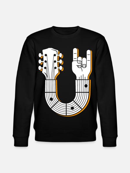 Musical Guitar Hand Sign Illustration - Stanley/Stella CHANGER Unisex Organic Sweatshirt - black