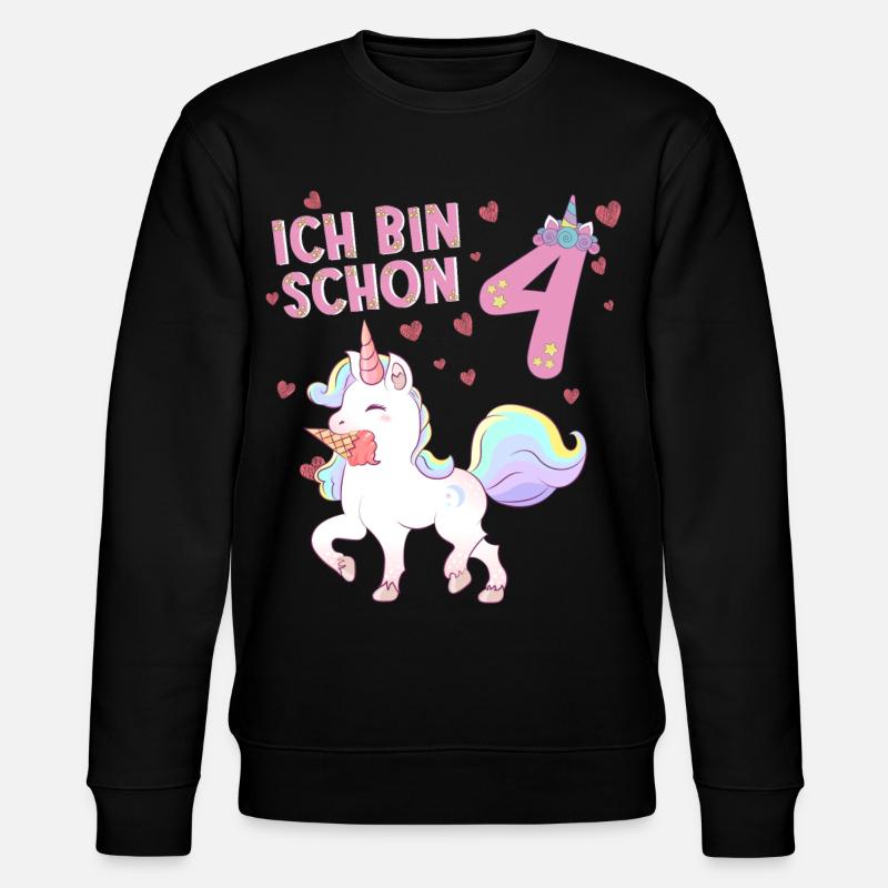 ich bin schon 4 - Stanley/Stella Unisex Bio-Sweatshirt CHANGER  - Schwarz