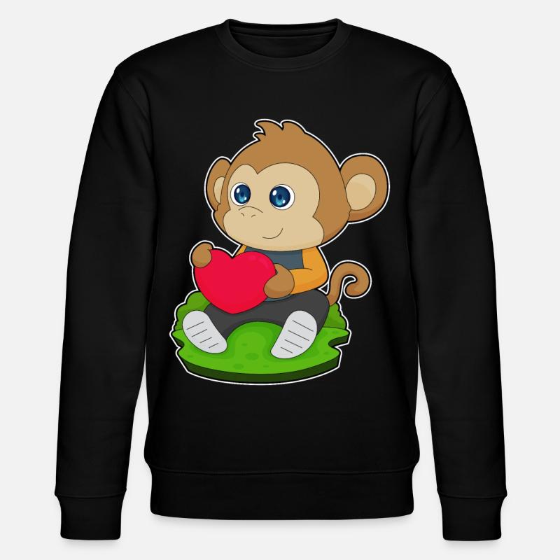 Affe Herz - Stanley/Stella Unisex Bio-Sweatshirt CHANGER - Schwarz
