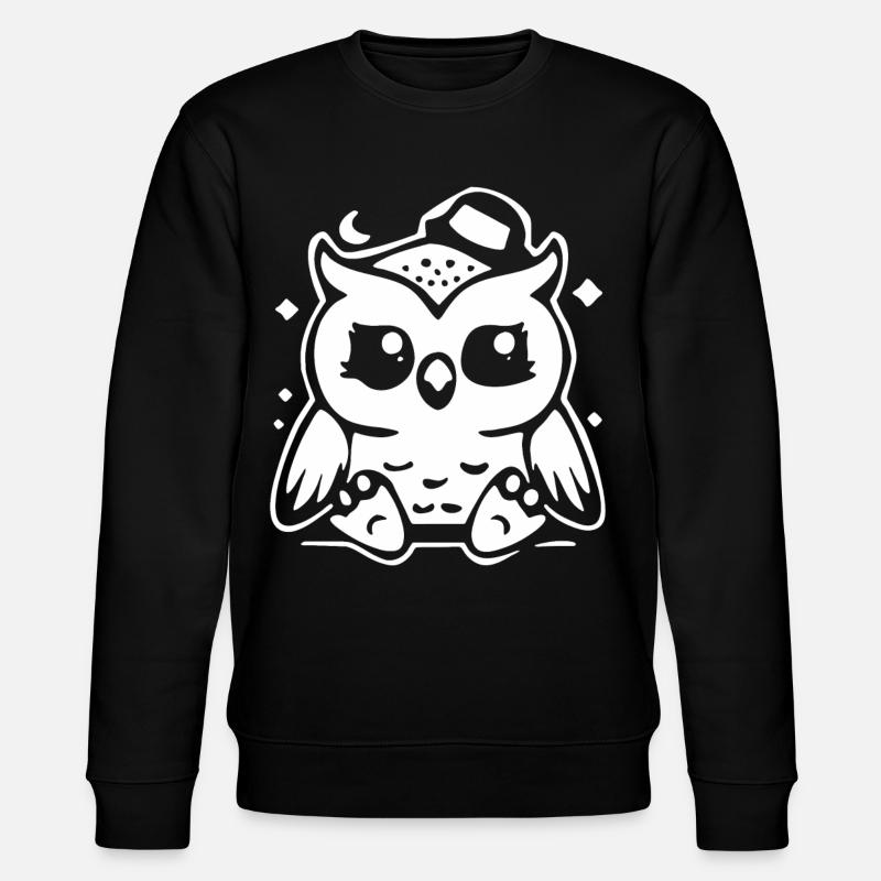 Niedliche Eulenfigur mit Hut - Stanley/Stella Unisex Bio-Sweatshirt CHANGER - Schwarz