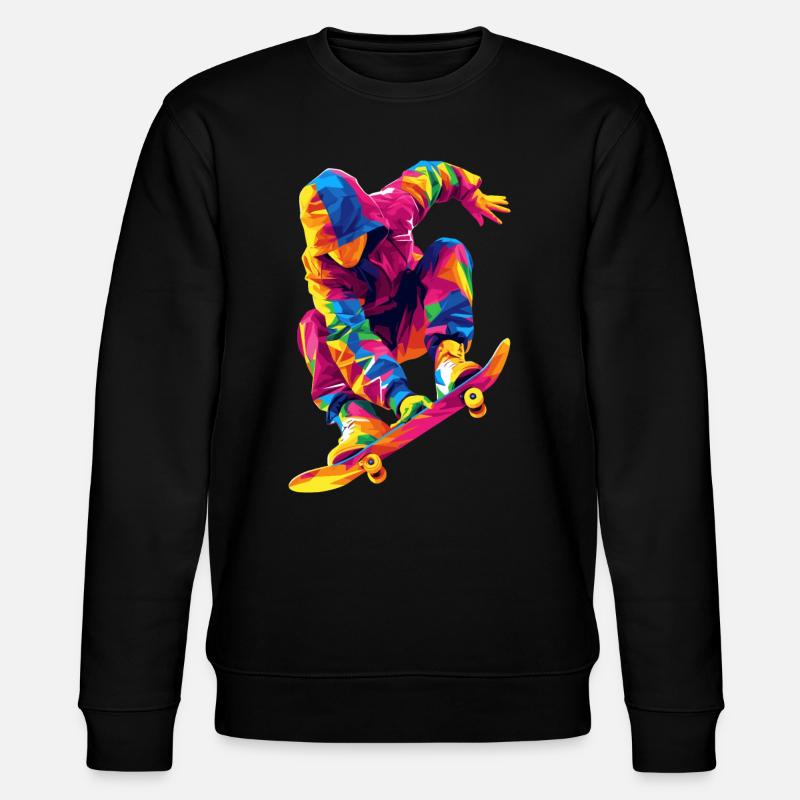 Mann, der Schlittschuh läuft - Stanley/Stella Unisex Bio-Sweatshirt CHANGER  - Schwarz
