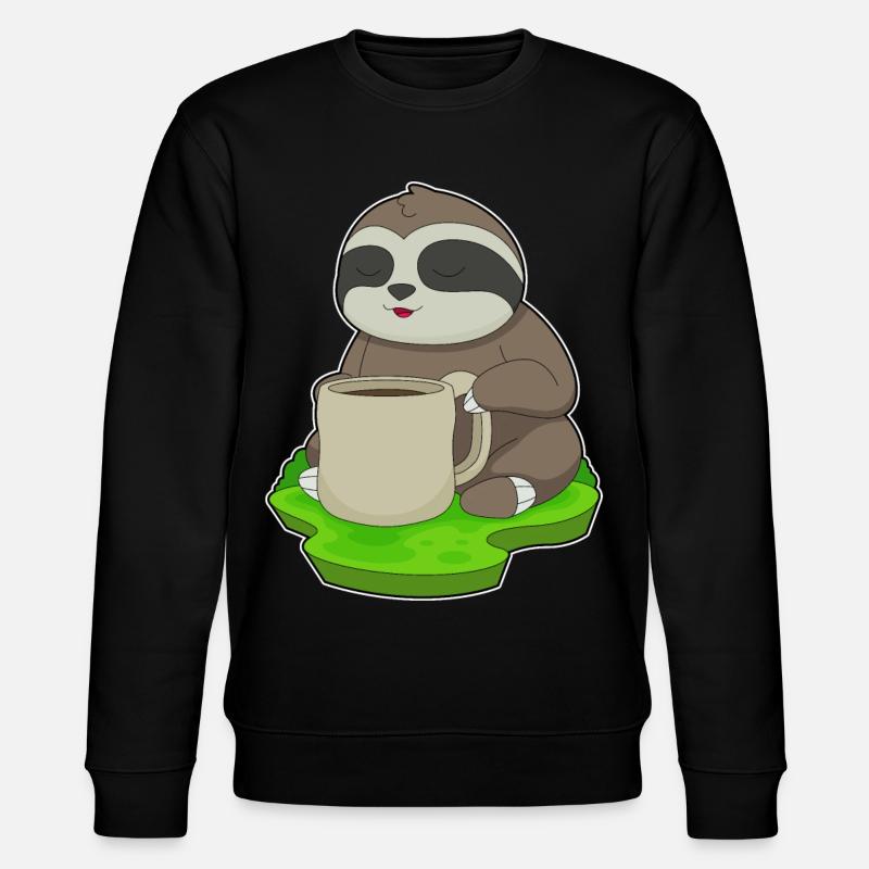 Faultier Tasse Kaffee - Stanley/Stella Unisex Bio-Sweatshirt CHANGER  - Schwarz