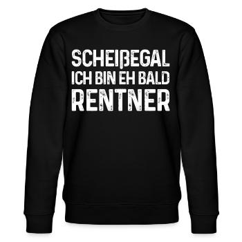 Scheißegal Ich bin eh bald Rentner - Stanley/Stella Unisex Bio-Sweatshirt CHANGER  - Schwarz - Vorne - Nik (191cm) & Marisol (170cm)