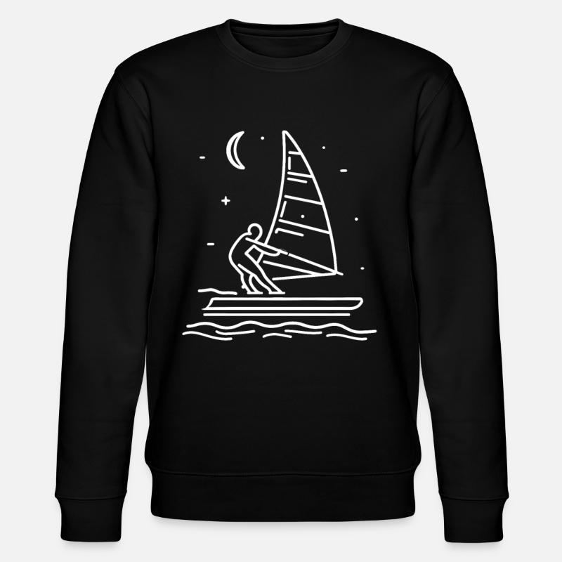 Windsurfer Zeichnung - Stanley/Stella Unisex Bio-Sweatshirt CHANGER  - Schwarz