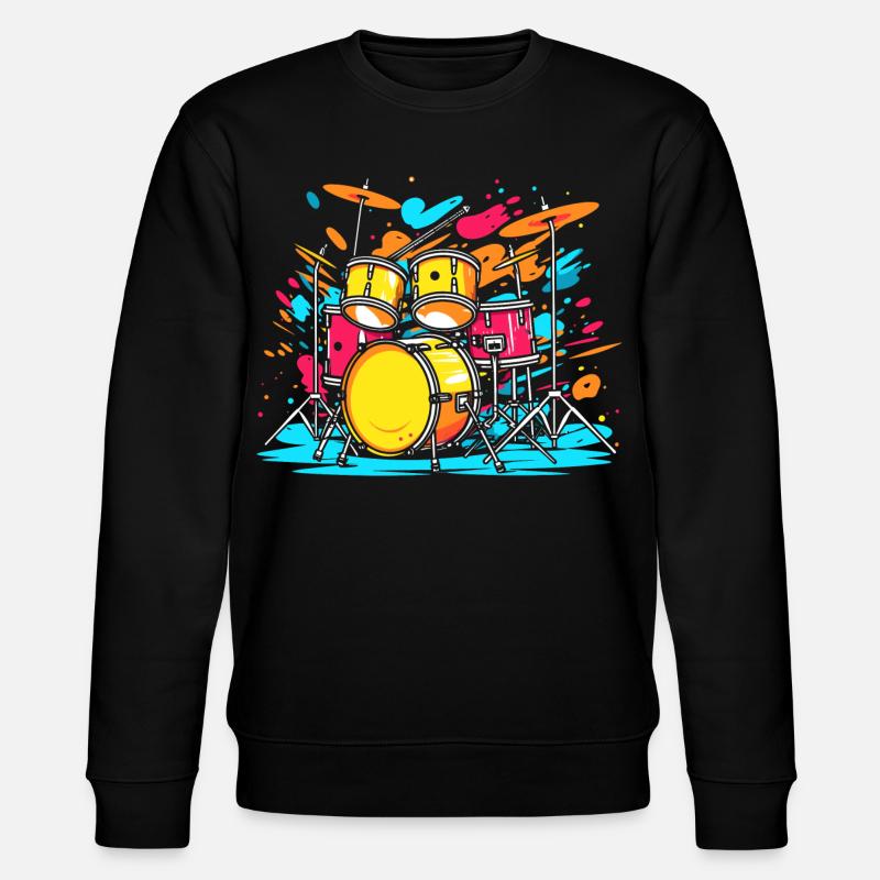 Drum Portrait - Stanley/Stella CHANGER Unisex Organic Sweatshirt - black