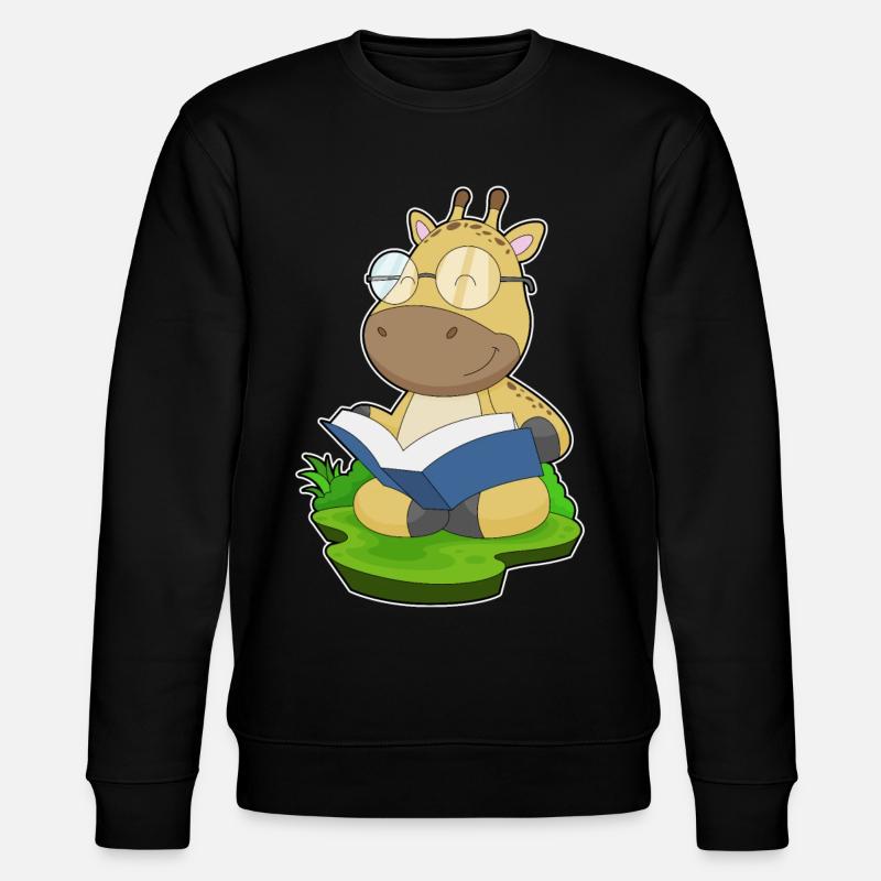 Giraffe Nerd Buch Brille - Stanley/Stella Unisex Bio-Sweatshirt CHANGER  - Schwarz