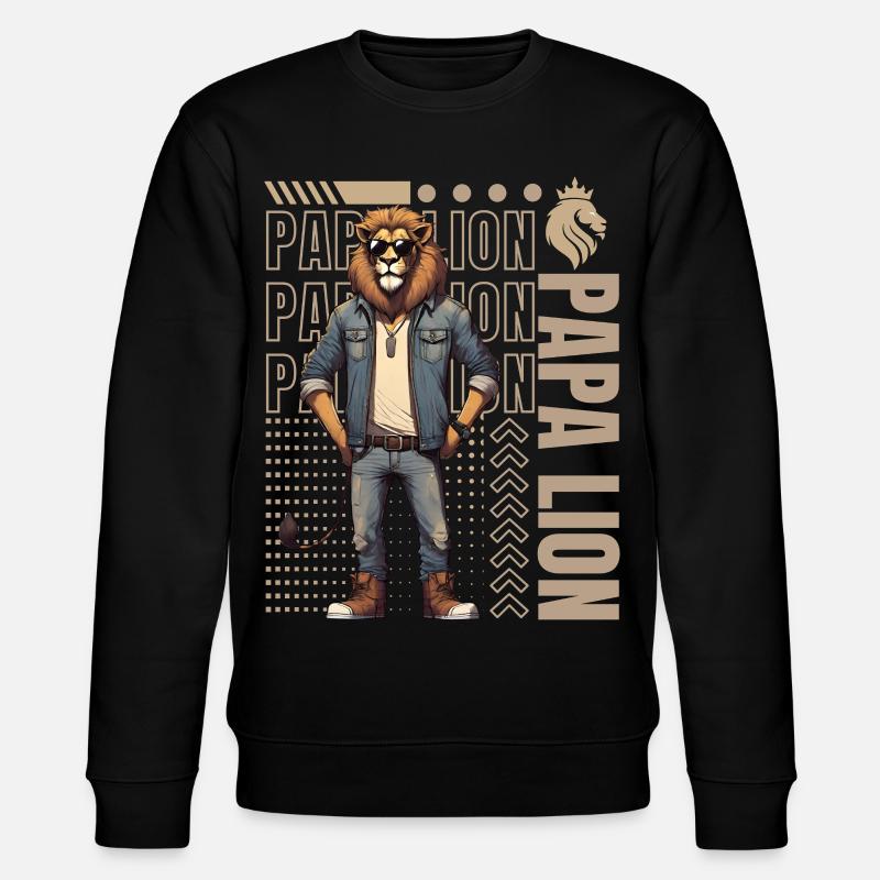 Papa Löwe - Stanley/Stella Unisex Bio-Sweatshirt CHANGER  - Schwarz