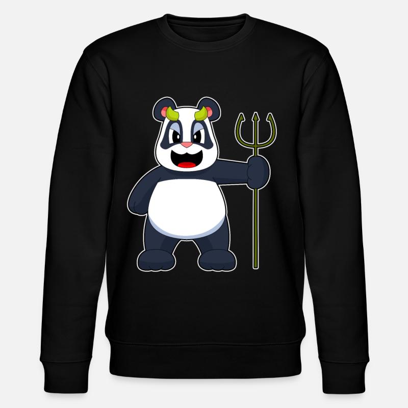 Panda Halloween Devil - Stanley/Stella CHANGER Unisex Organic Sweatshirt - black