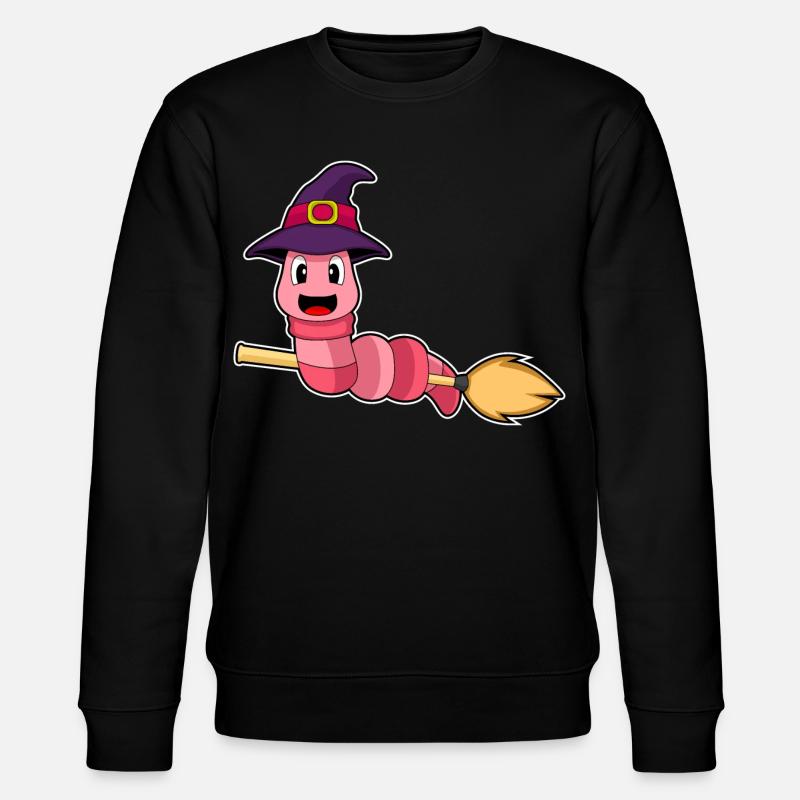 Worm Witch Broom - Stanley/Stella CHANGER Unisex Organic Sweatshirt - black
