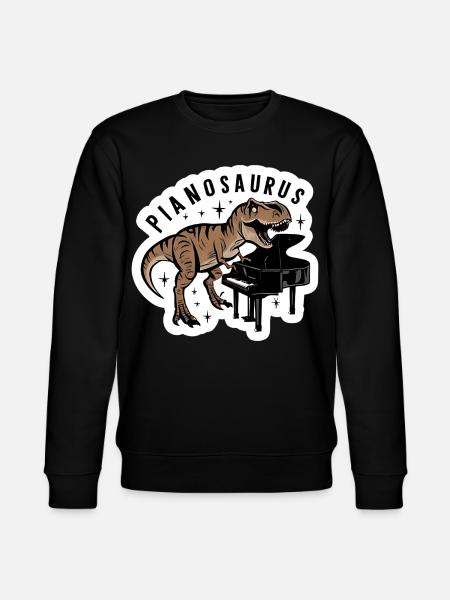 Pianosaurus Dino Piano Player - Stanley/Stella CHANGER Unisex Organic Sweatshirt - black