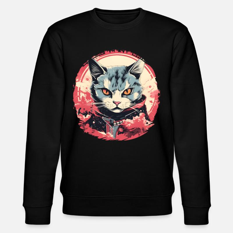Katze Anime Stil - Stanley/Stella Unisex Bio-Sweatshirt CHANGER  - Schwarz