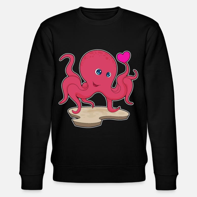 Krake Herz - Stanley/Stella Unisex Bio-Sweatshirt CHANGER  - Schwarz