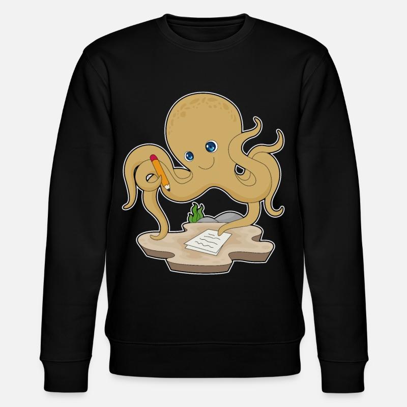 Krake Schüler Bleistift Schule - Stanley/Stella Unisex Bio-Sweatshirt CHANGER - Schwarz