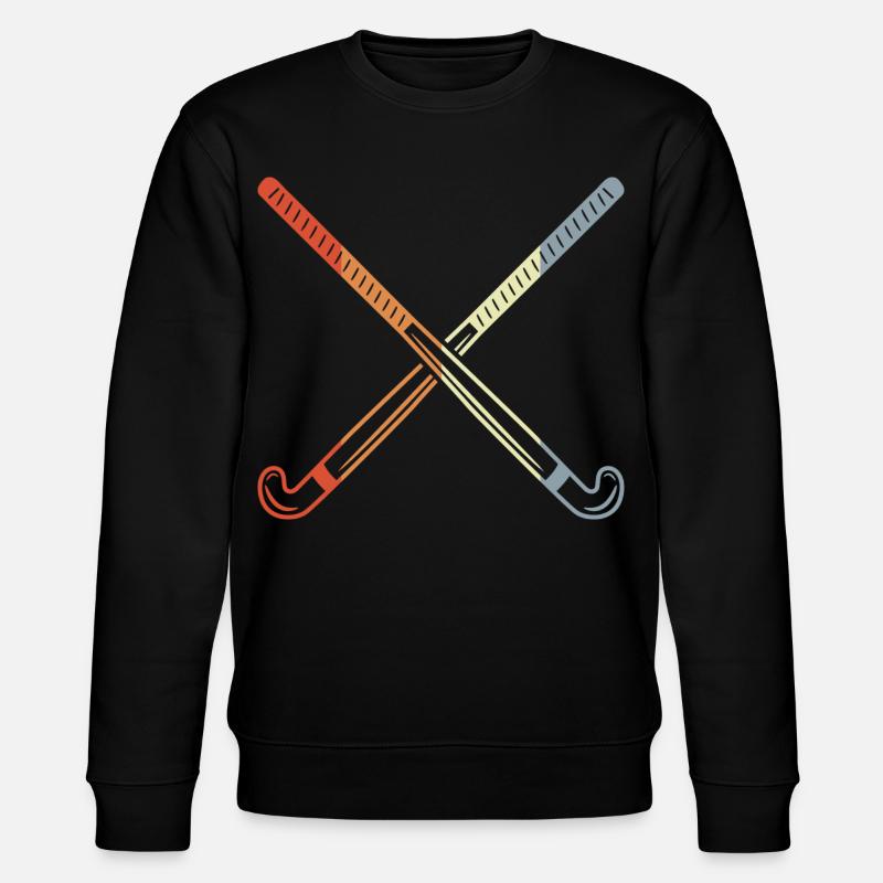 Retro Hockeyschläger - Stanley/Stella Unisex Bio-Sweatshirt CHANGER  - Schwarz