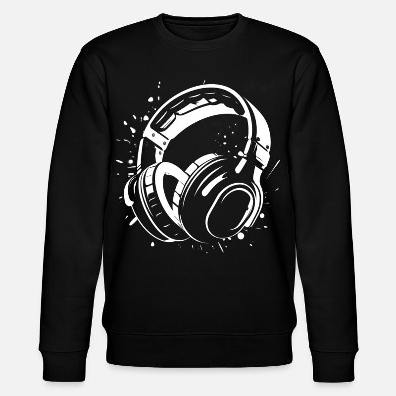 Dj Kopfhörer Skizze - Stanley/Stella Unisex Bio-Sweatshirt CHANGER  - Schwarz