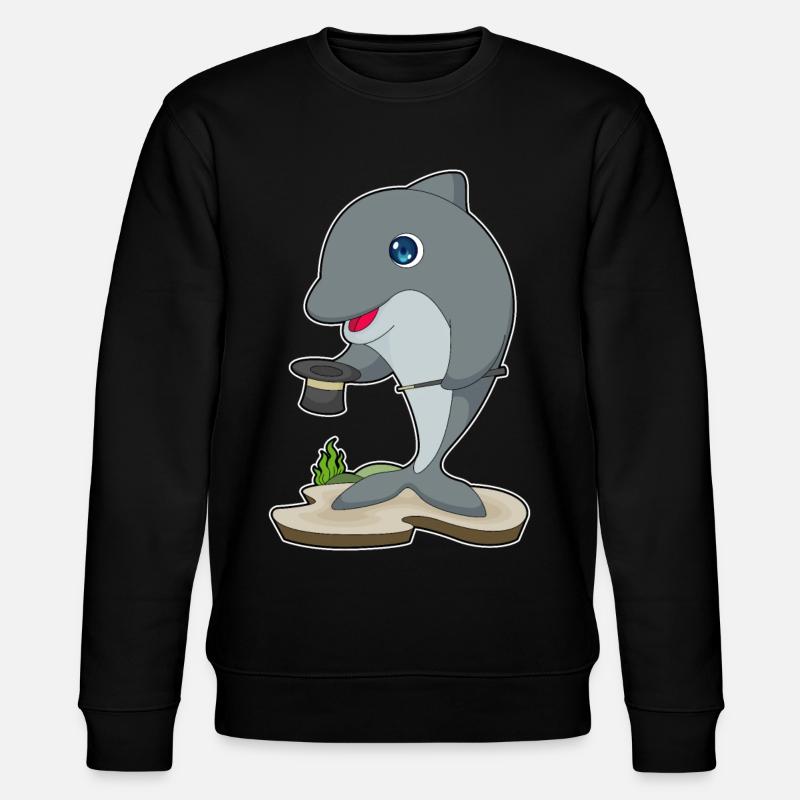 Delfin Zauberer Zylinder - Stanley/Stella Unisex Bio-Sweatshirt CHANGER  - Schwarz