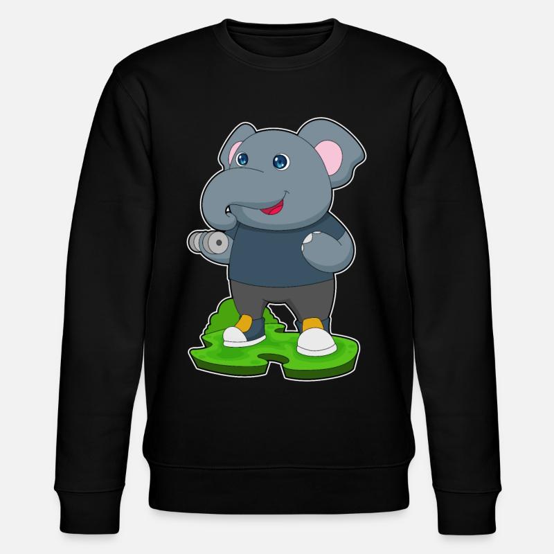 Bodybuilding éléphant avec haltères - Sweat bio CHANGER Stanley/Stella Unisexe - noir