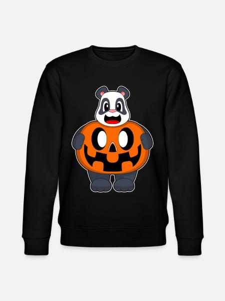 Panda Halloween Pumpkin - Stanley/Stella CHANGER Unisex Organic Sweatshirt - black