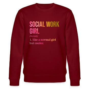 Sozialarbeit - Stanley/Stella Unisex Bio-Sweatshirt CHANGER  - Burgunderrot - Vorne - Nik (191cm) & Marisol (170cm)