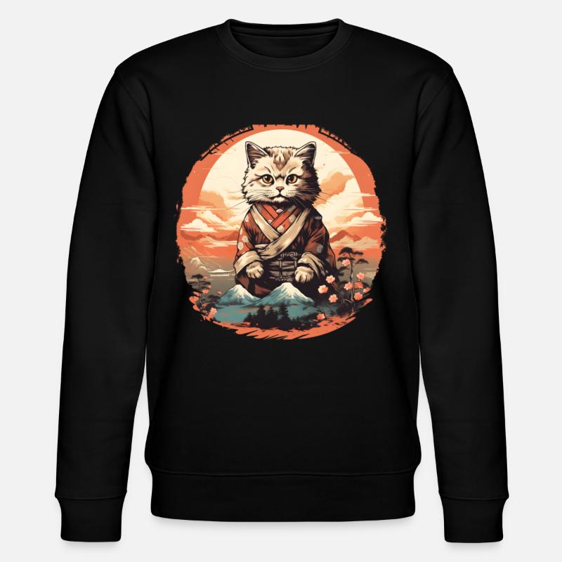 Katze Japanische Kunst - Stanley/Stella Unisex Bio-Sweatshirt CHANGER  - Schwarz