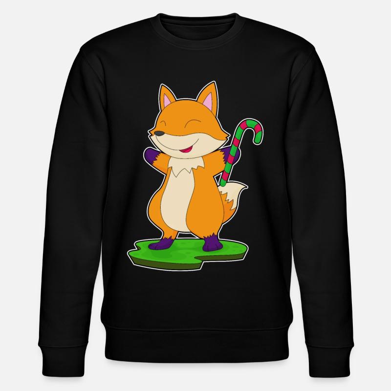 Fox candy cane - Stanley/Stella CHANGER Unisex Organic Sweatshirt - black