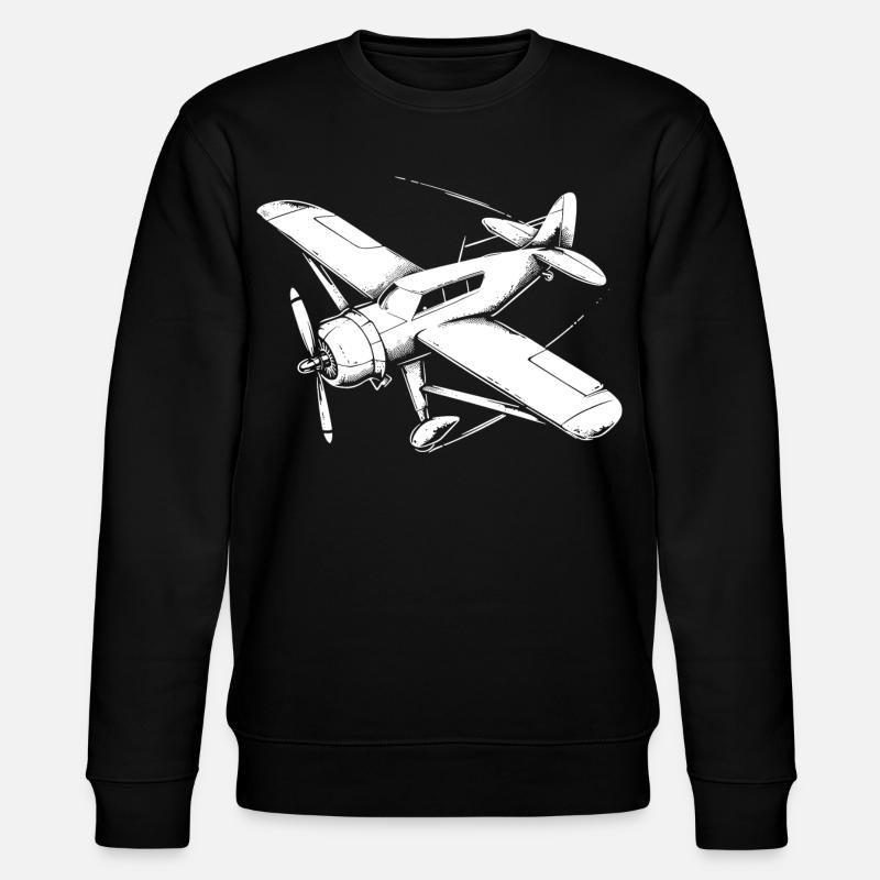 Propeller Plane Drawing - Stanley/Stella CHANGER Unisex Organic Sweatshirt - black