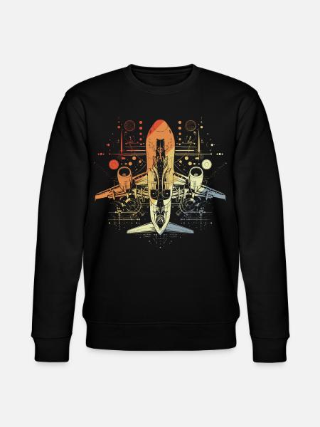 Airplane Drawing Retro Look - Stanley/Stella CHANGER Unisex Organic Sweatshirt - black
