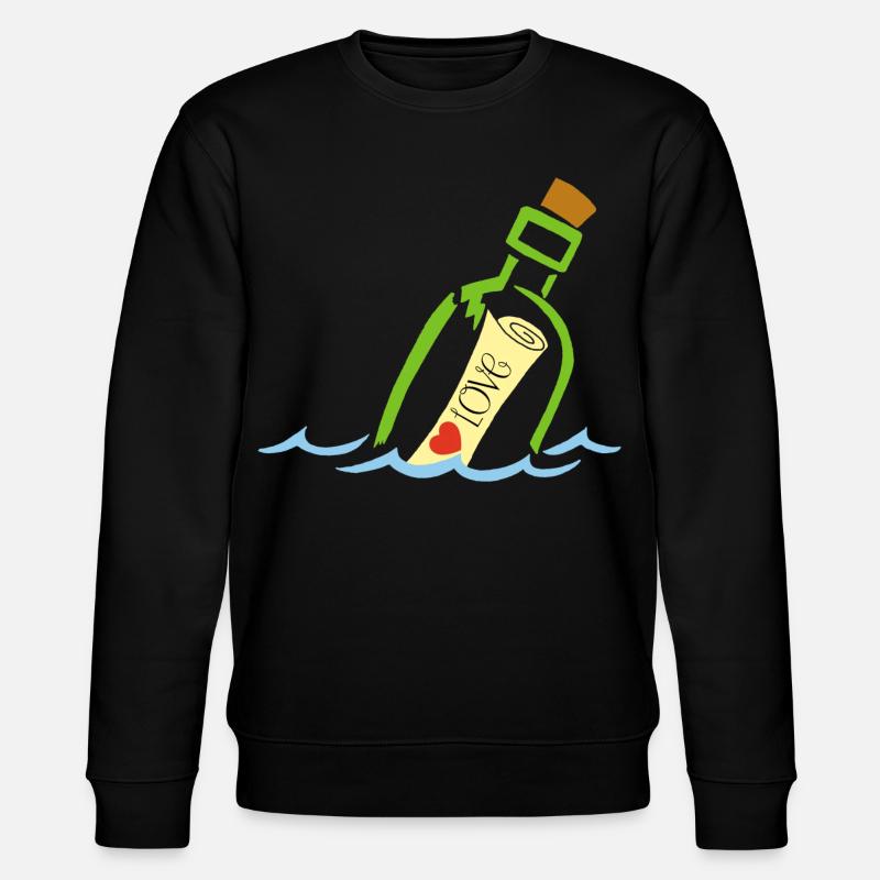 Eine Flasche im Meer - Stanley/Stella Unisex Bio-Sweatshirt CHANGER  - Schwarz