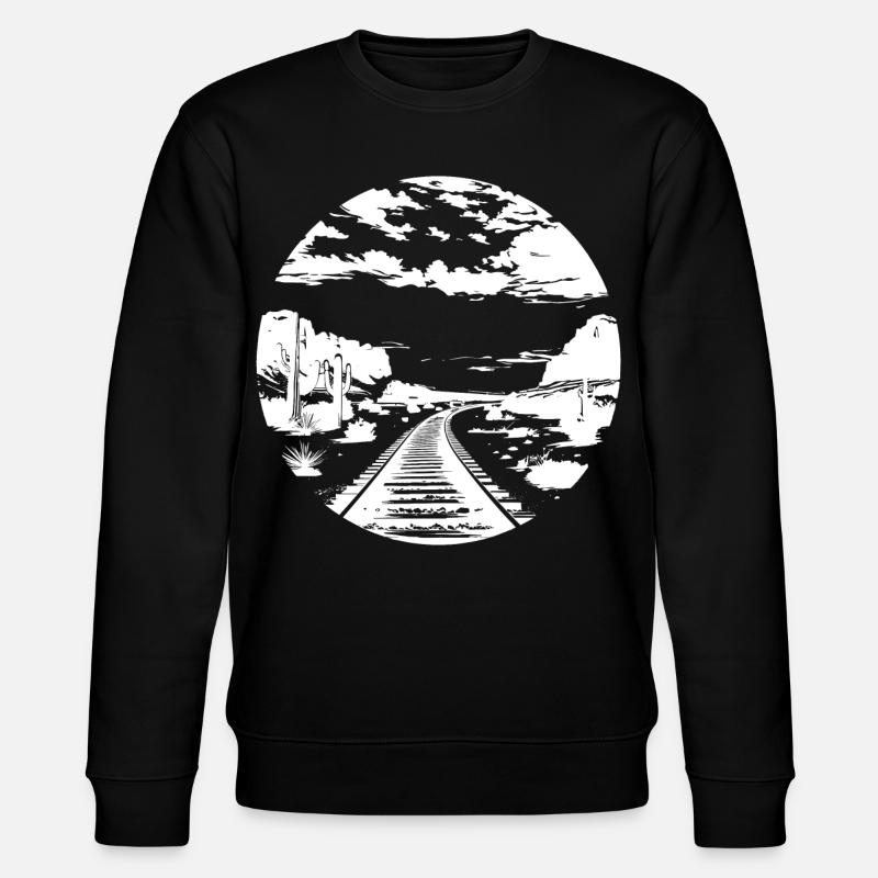Eisenbahn Zeichnung - Stanley/Stella Unisex Bio-Sweatshirt CHANGER - Schwarz